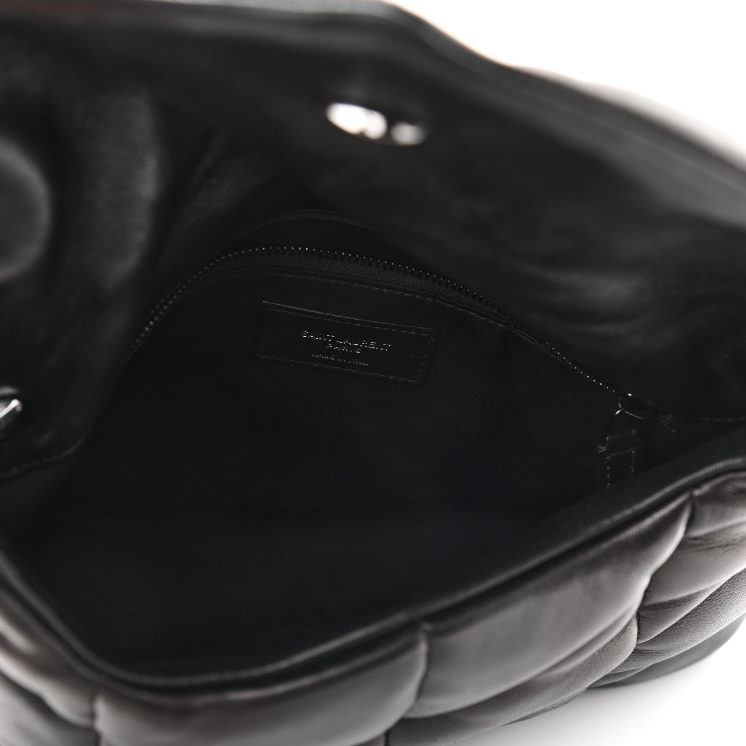 Saint Laurent Lambskin Quilted Small Loulou Puffer Monogram Chain Satchel Black 5 of 9