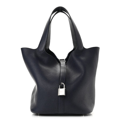 Hermes Taurillon Clemence Picotin Lock 26 GM Bleu Nuit 1 of 9