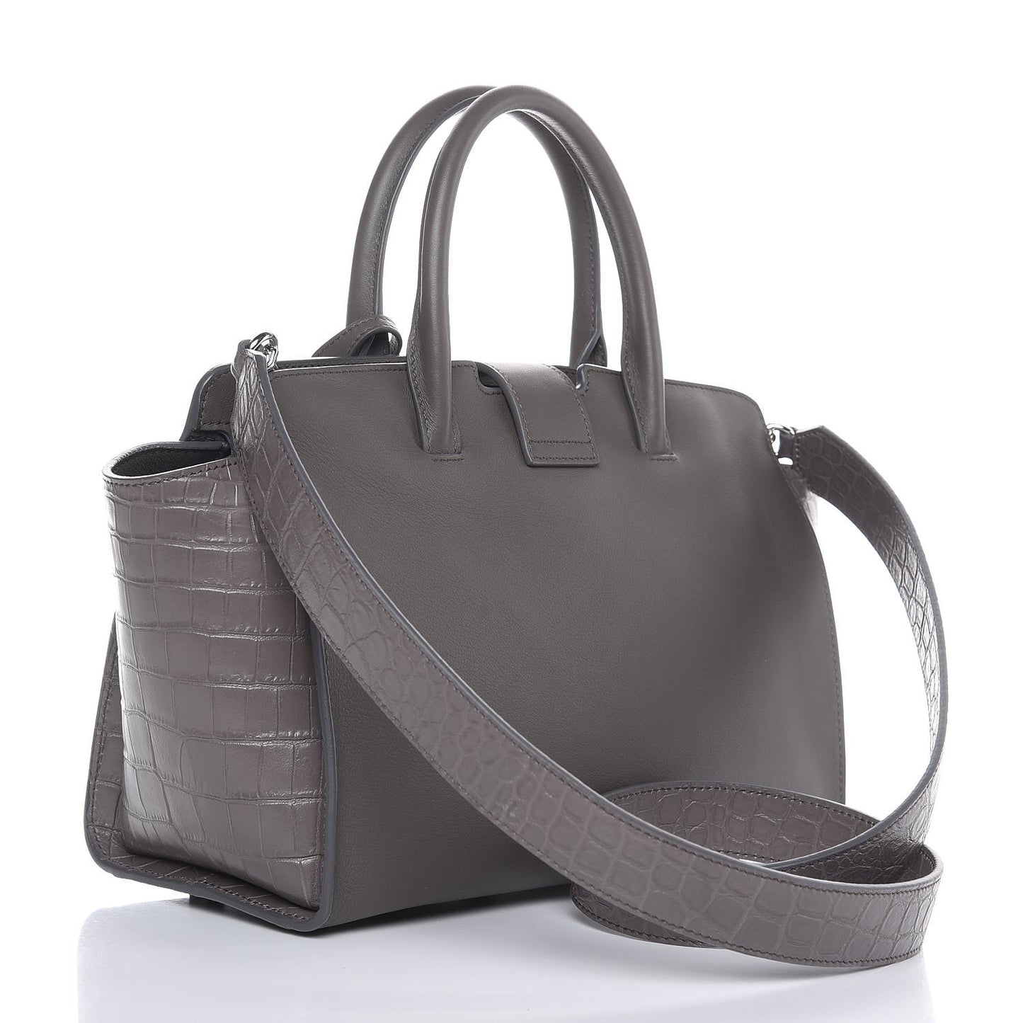 Smooth Calfskin Crocodile Embossed Baby Monogram Downtown Cabas Earth