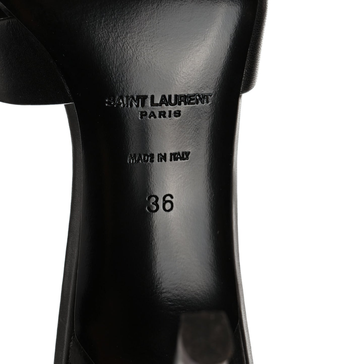Calfskin Tribute 85 Slide Sandals 36 Black