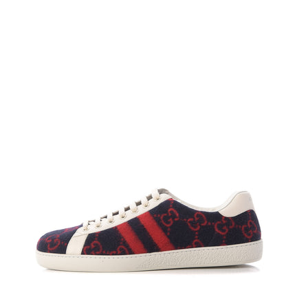 Gucci Covered Wool Big GG Monogram Mens Sneakers 10.5 Blue Red Mystic White 1 of 12