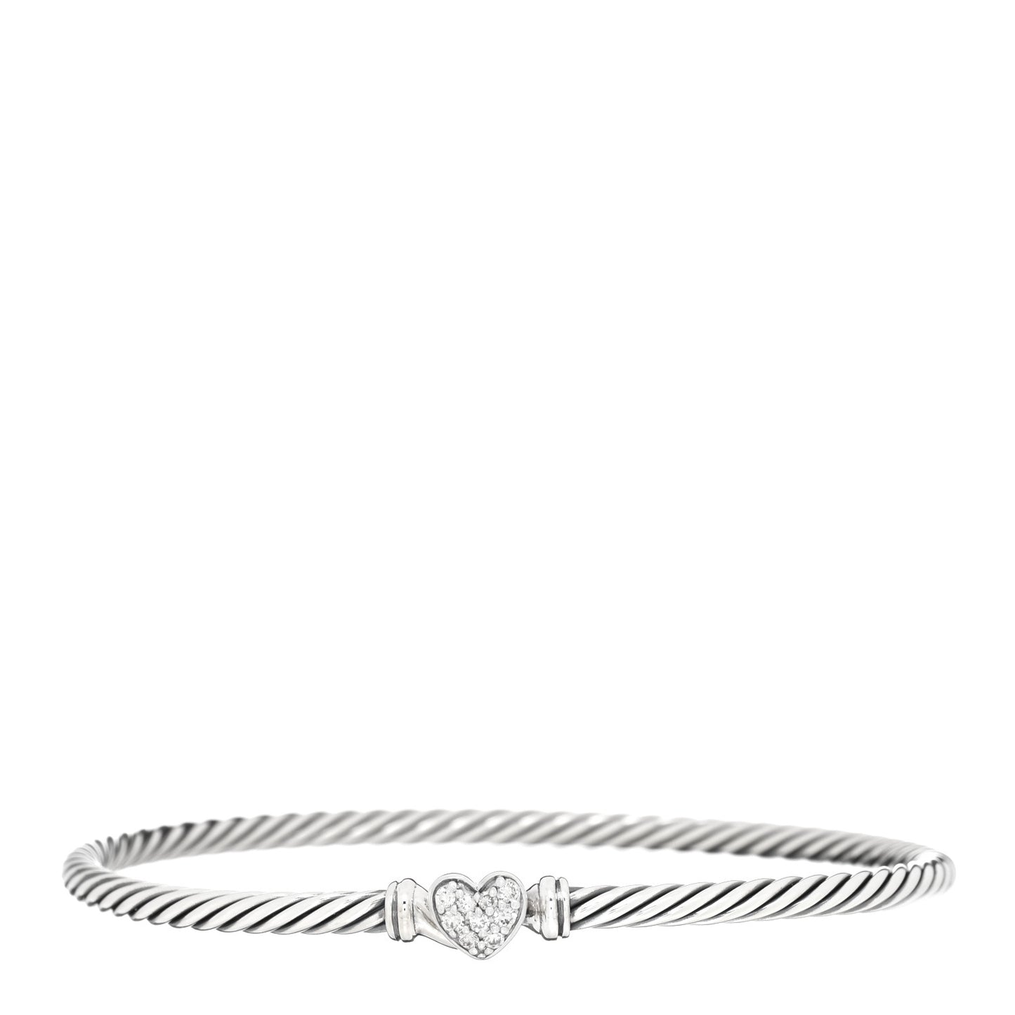 Sterling Silver Diamond Cable Collectibles Heart Bracelet