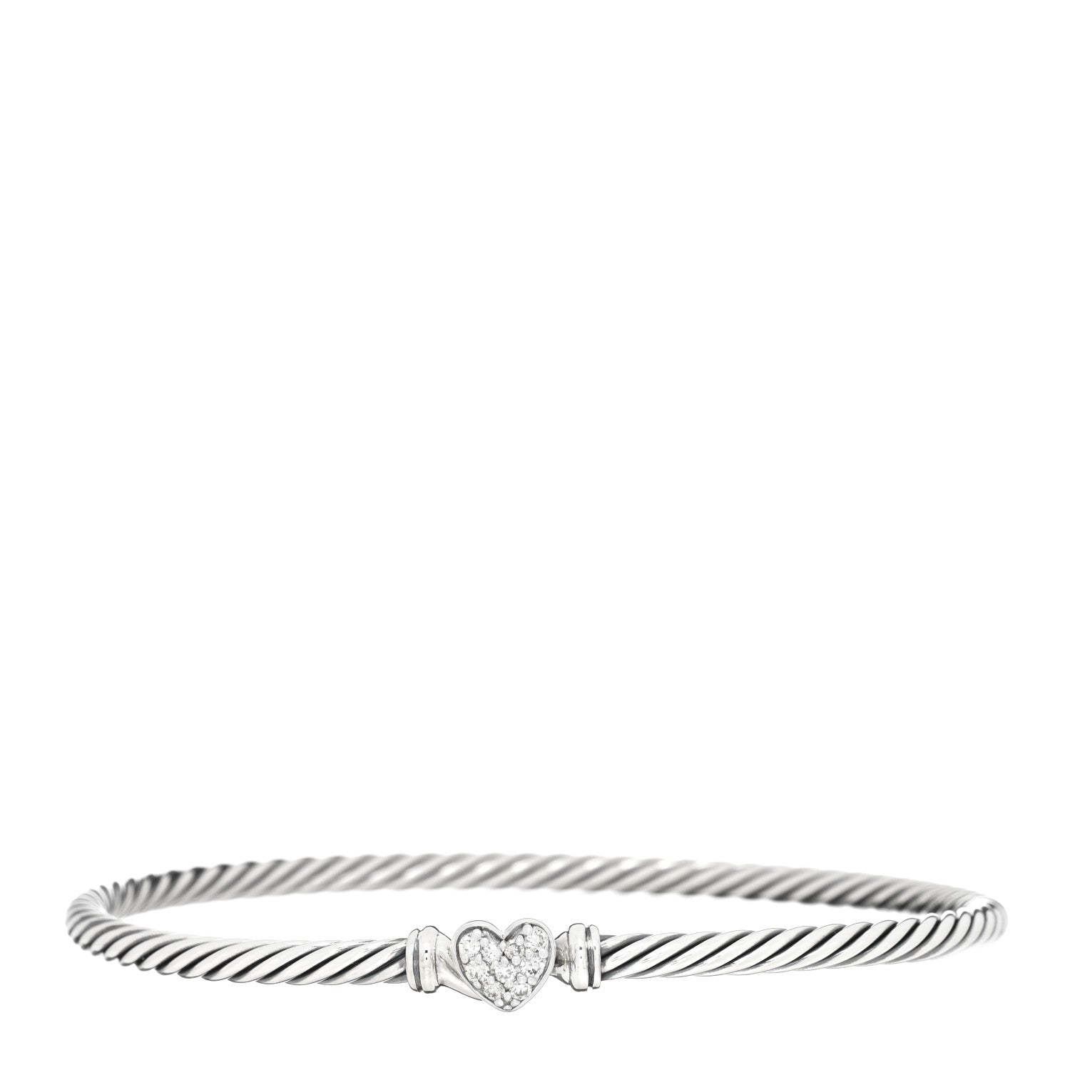 David Yurman Sterling Silver Diamond Cable Collectibles Heart Bracelet 1 of 4