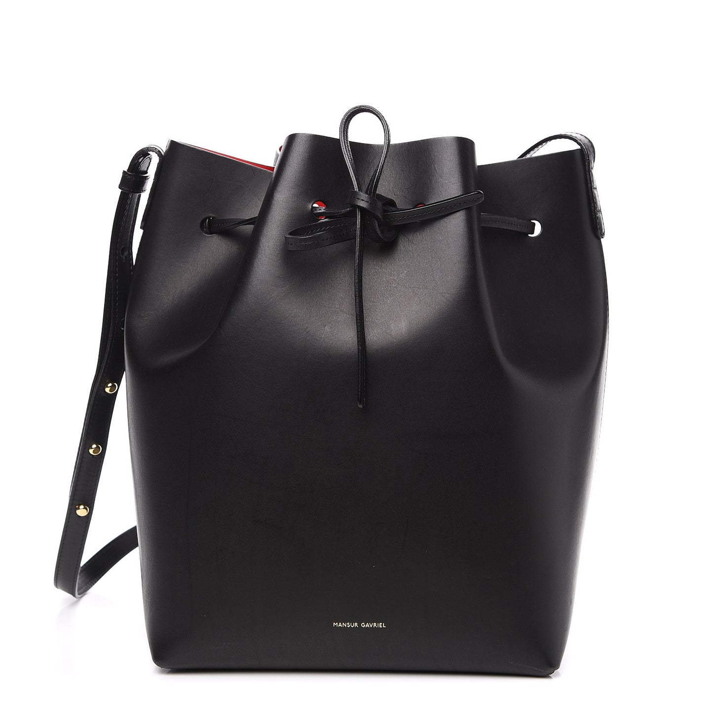 Vegetable Tanned Calfskin Bucket Bag Black Flamma