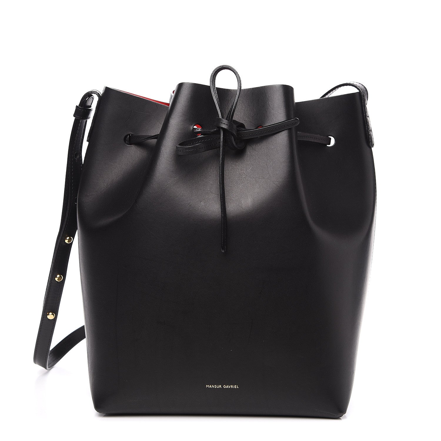Mansur Gavriel Vegetable Tanned Calfskin Bucket Bag Black Flamma 2 of 14