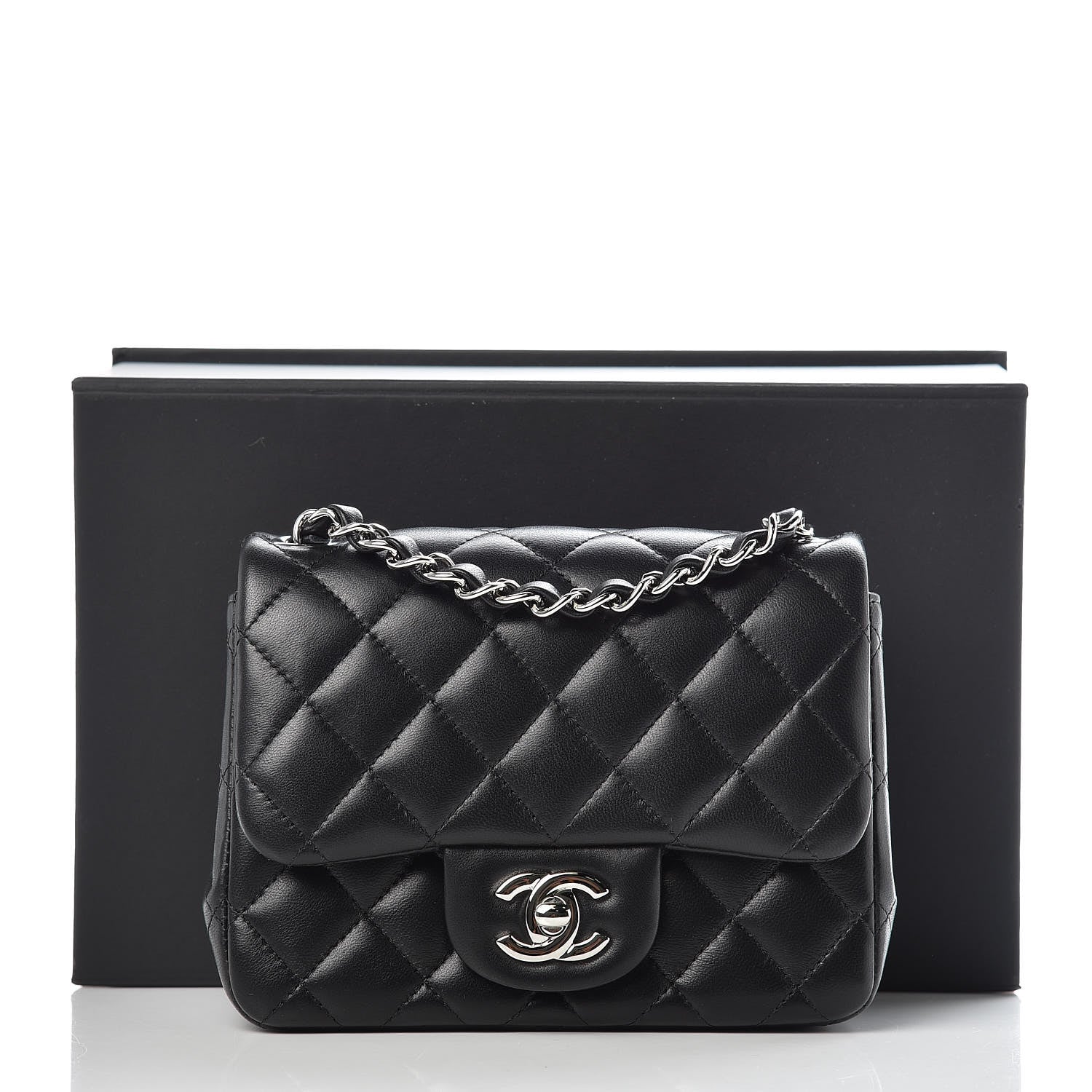 Chanel Lambskin Quilted Mini Square Flap Black 10 of 10