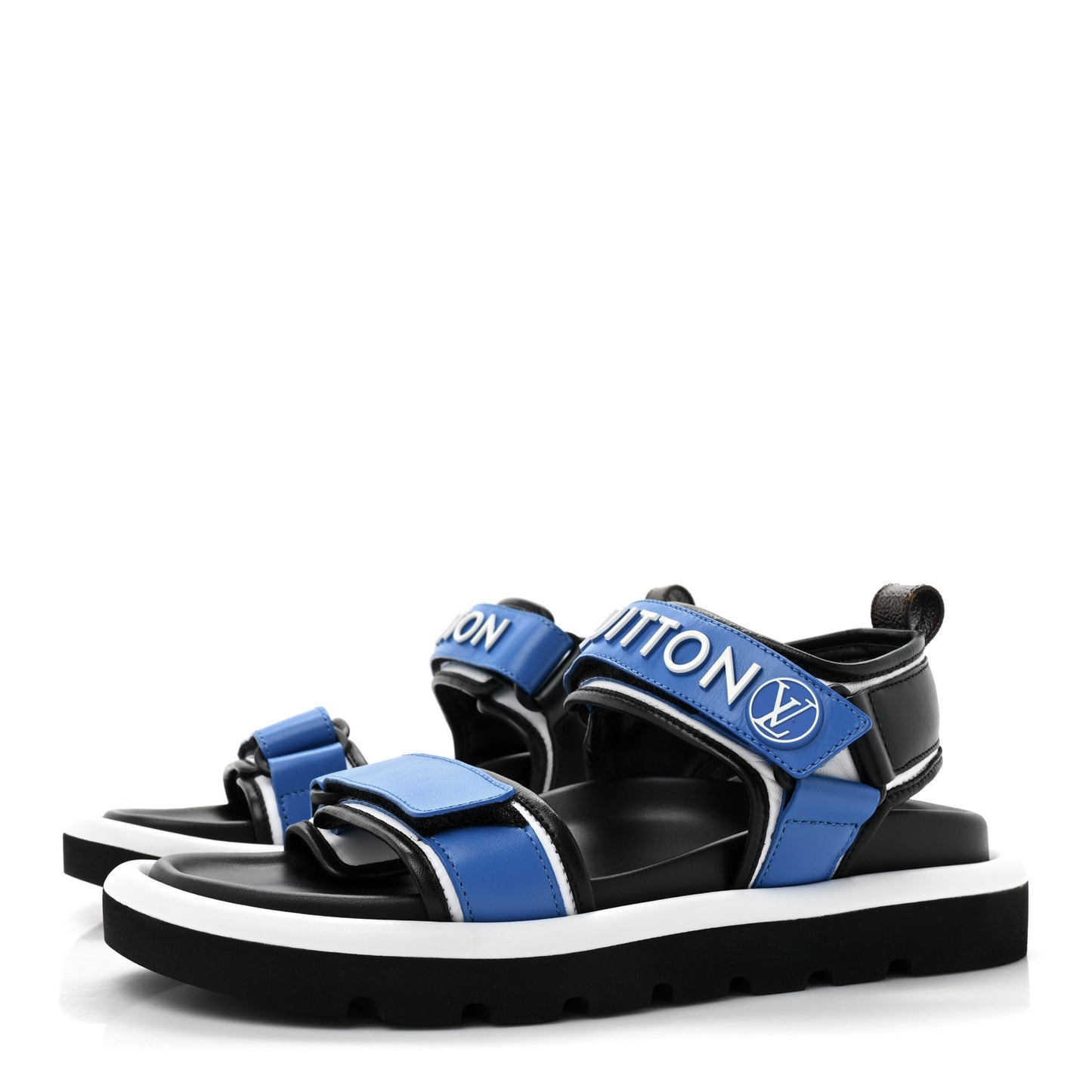 Calfskin Monogram Pool Pillow Flat Comfort Sandals 37 Blue