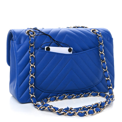 Chanel Caviar Chevron Quilted Small Double Flap Blue 2 of 4