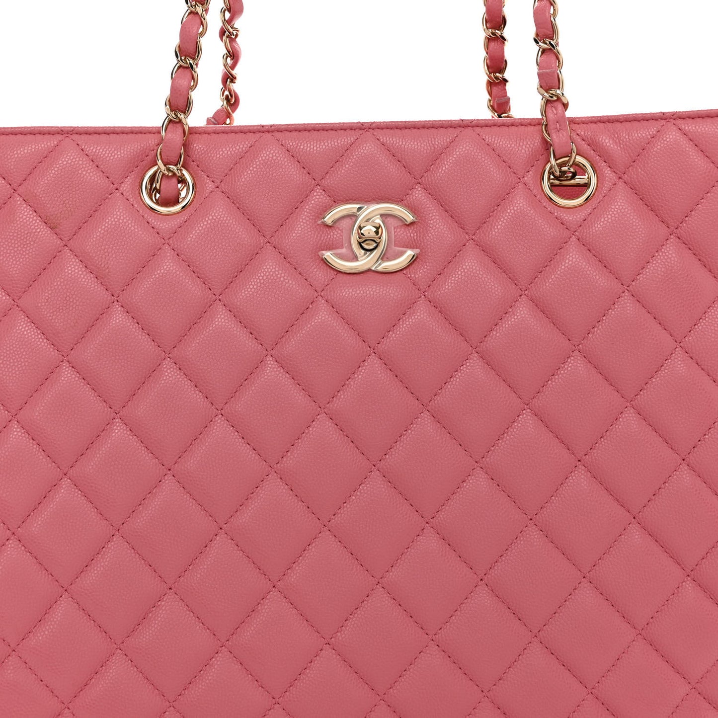 Caviar Quilted Large Shopping Tote Pink