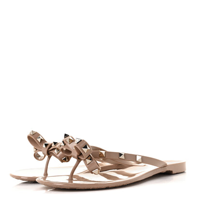 Valentino Garavani PVC Jelly Rockstud Bow Thong Sandals 41 Poudre 7 of 14