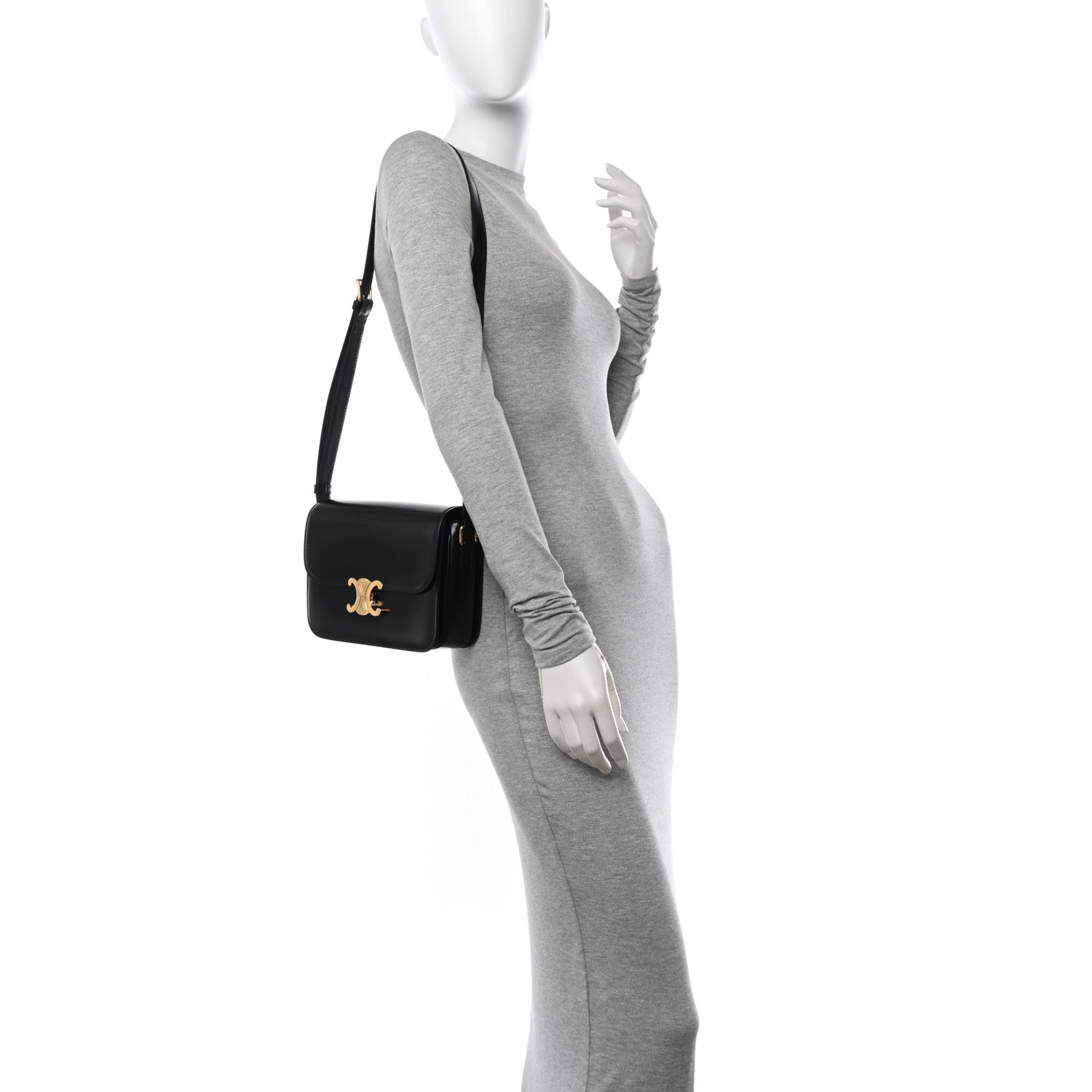 Celine Shiny Calfskin Medium Triomphe Black 2 of 11