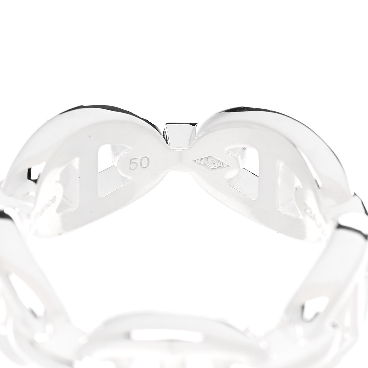 Hermes Sterling Silver PM Chaine d'Ancre Enchainee Band Ring 50 5.25 6 of 9