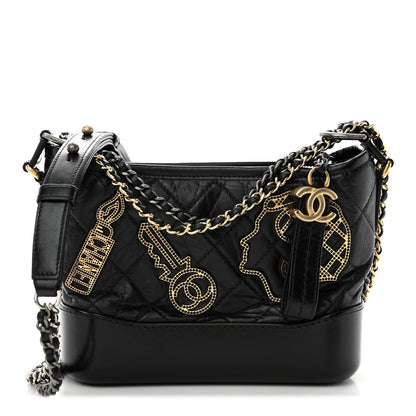 Chanel Aged Calfskin Quilted Charms Small Gabrielle Hobo Black 1 of 11