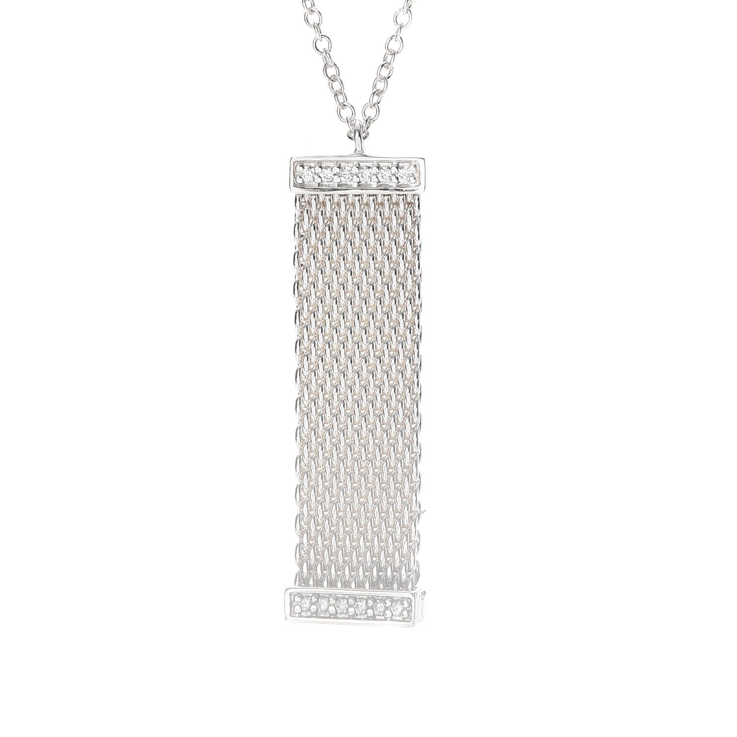 Tiffany Sterling Silver Diamond Somerset Pendant Necklace 4 of 6