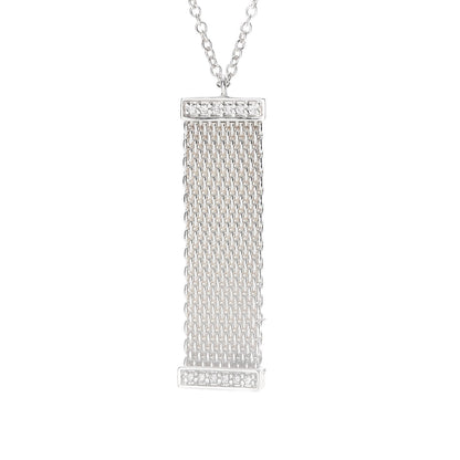 Tiffany Sterling Silver Diamond Somerset Pendant Necklace 4 of 6