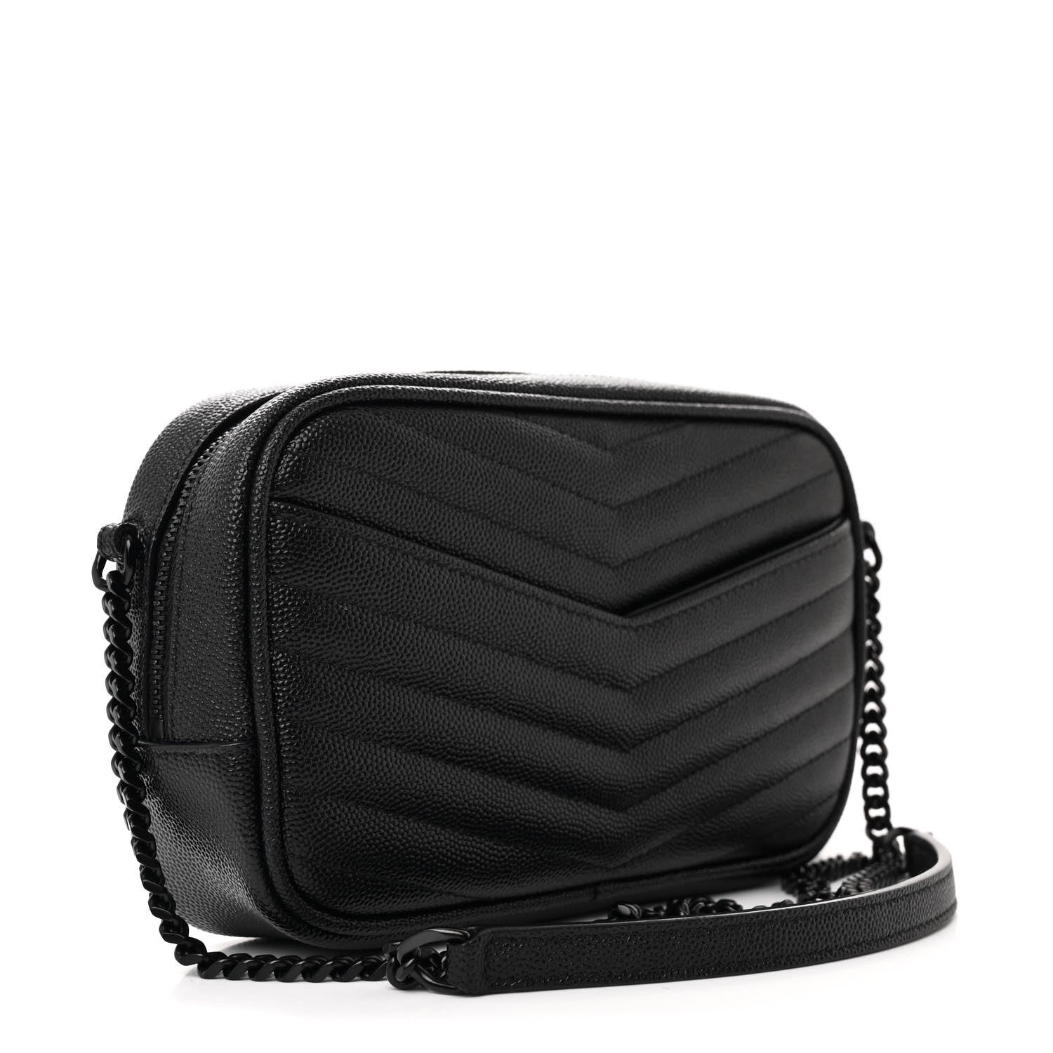 Saint Laurent Grain De Poudre Matelasse Monochrome Monogram Mini Lou Camera Bag Black 3 of 9