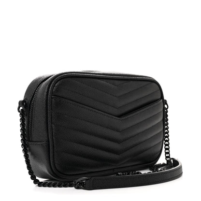 Saint Laurent Grain De Poudre Matelasse Monochrome Monogram Mini Lou Camera Bag Black 3 of 9