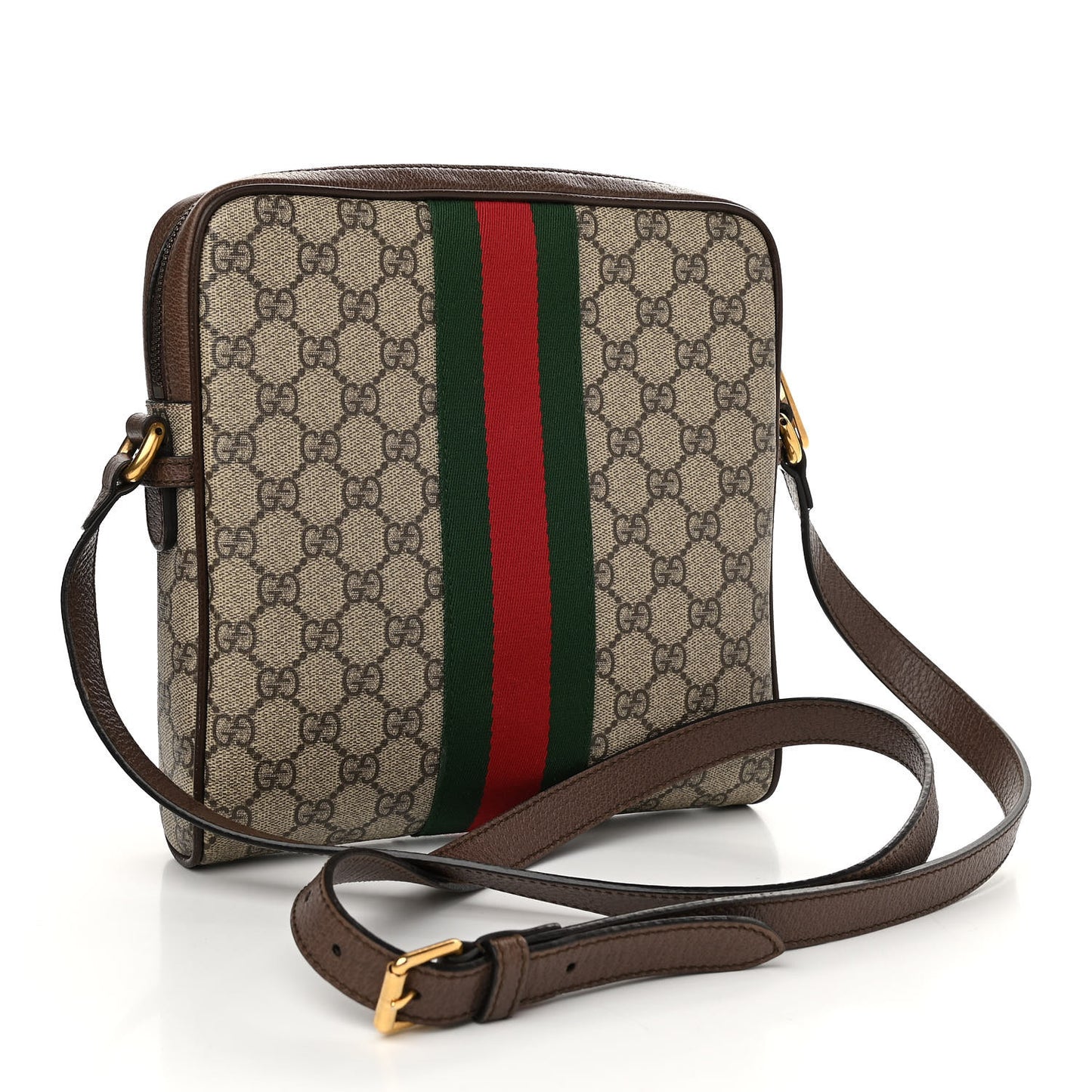 GG Supreme Monogram Web Small Ophidia Messenger Bag Brown