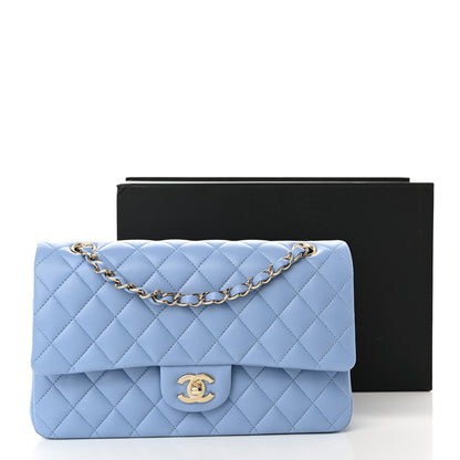 Chanel Lambskin Quilted Medium Double Flap Light Blue 11 of 11