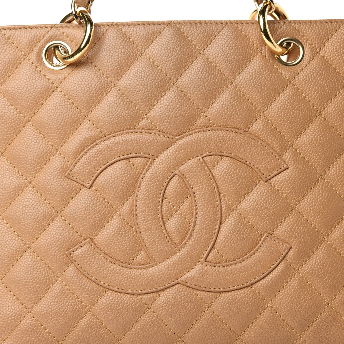 Caviar Quilted Grand Shopping Tote GST Beige