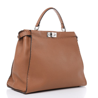 Fendi Cuoio Romano Selleria Bi-Color Large Peekaboo Iconic Satchel Mou Deserto 3 of 13