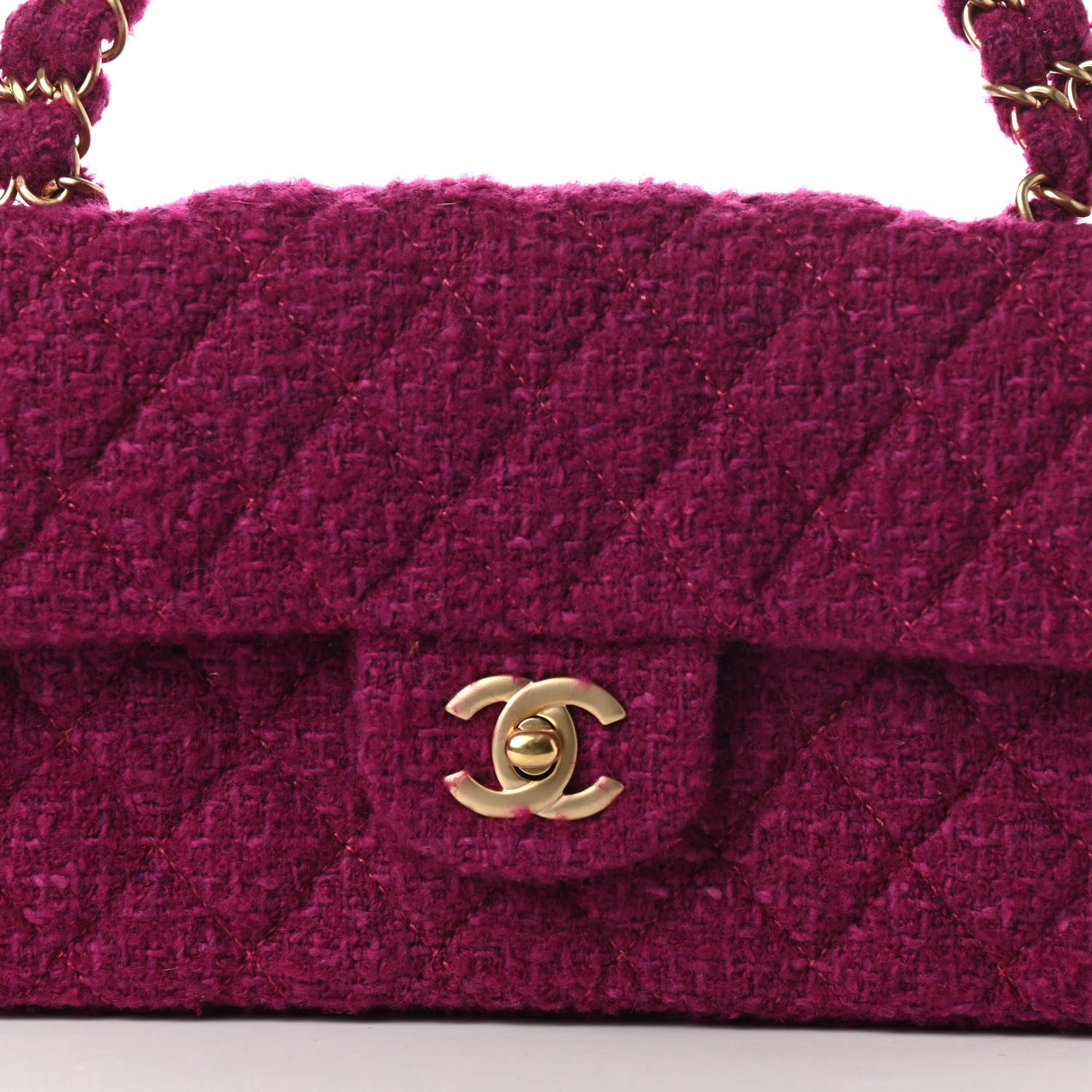 Chanel Tweed East West Flap Fuchsia 7 of 9