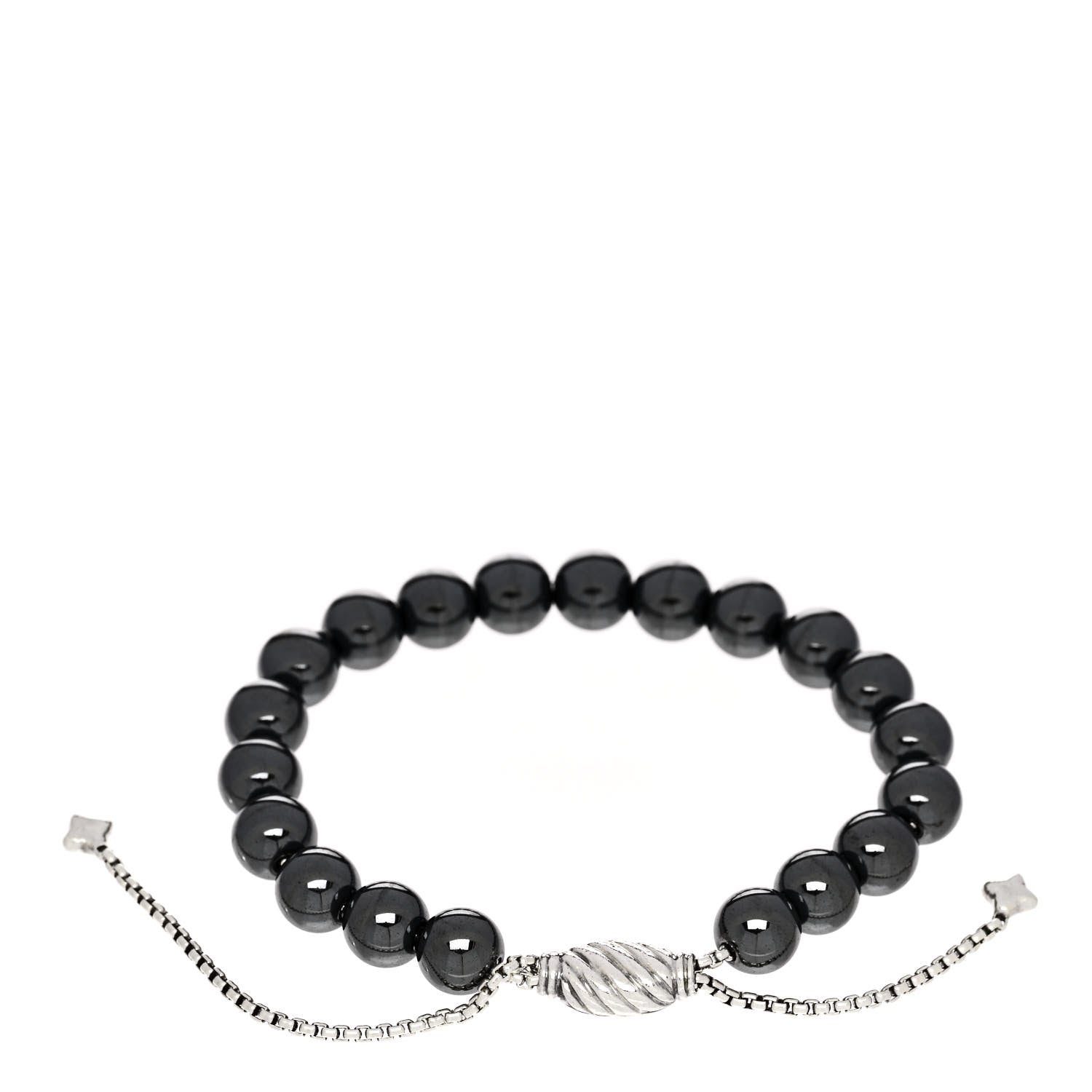 David Yurman Sterling Silver Hematite 8mm Spiritual Beads Adjustable Bracelet 2 of 3