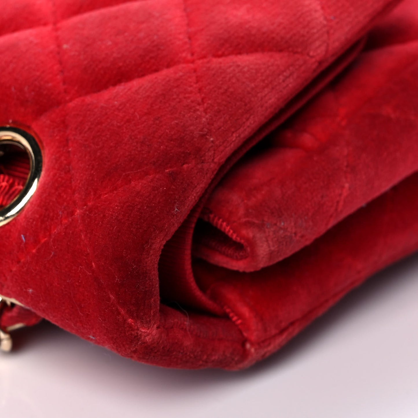 Velvet Quilted Medium Double Flap Red