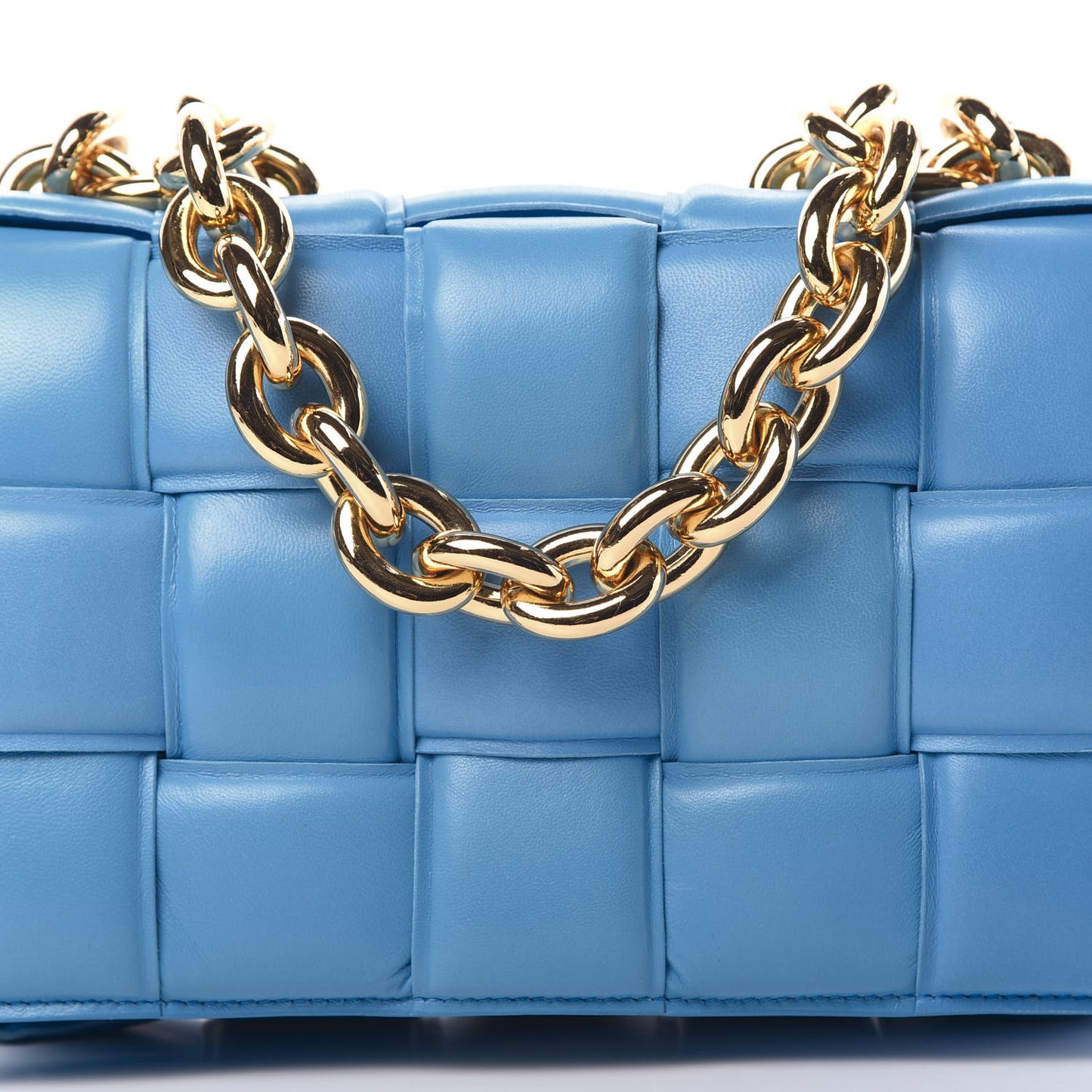 Lambskin Maxi Intreccio Padded Chain Cassette Crossbody Bag Swimming Pool