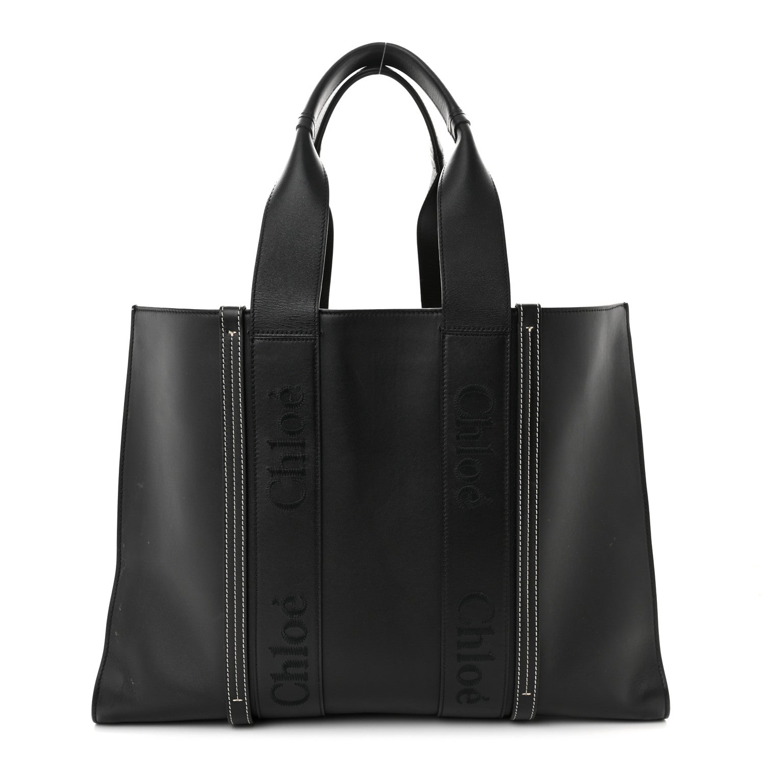 Chloe Calfskin Large Woody Tote Black 1 of 11