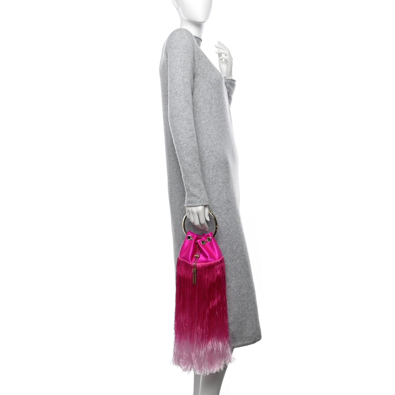 Jimmy Choo Satin Fringe Bon Bon Bag Fuchsia 2 of 11