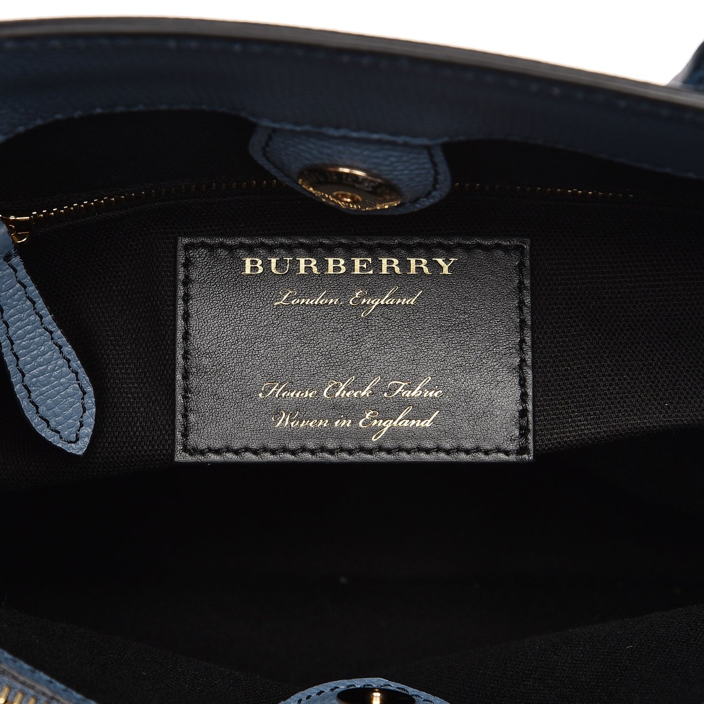 Derby Calfskin House Check Medium Banner Tote Slate Blue