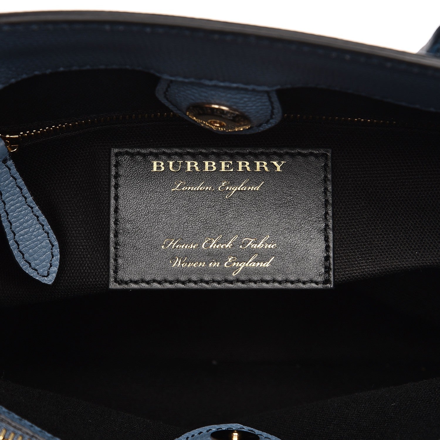 Burberry Derby Calfskin House Check Medium Banner Tote Slate Blue 7 of 9