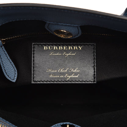 Burberry Derby Calfskin House Check Medium Banner Tote Slate Blue 7 of 9