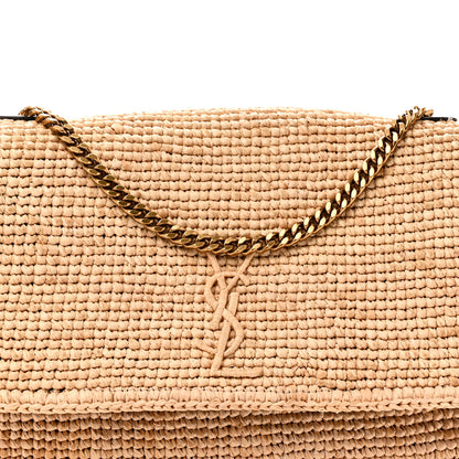 Saint Laurent Raffia Medium Monogram Kate Satchel Natural Dark Oak 8 of 10