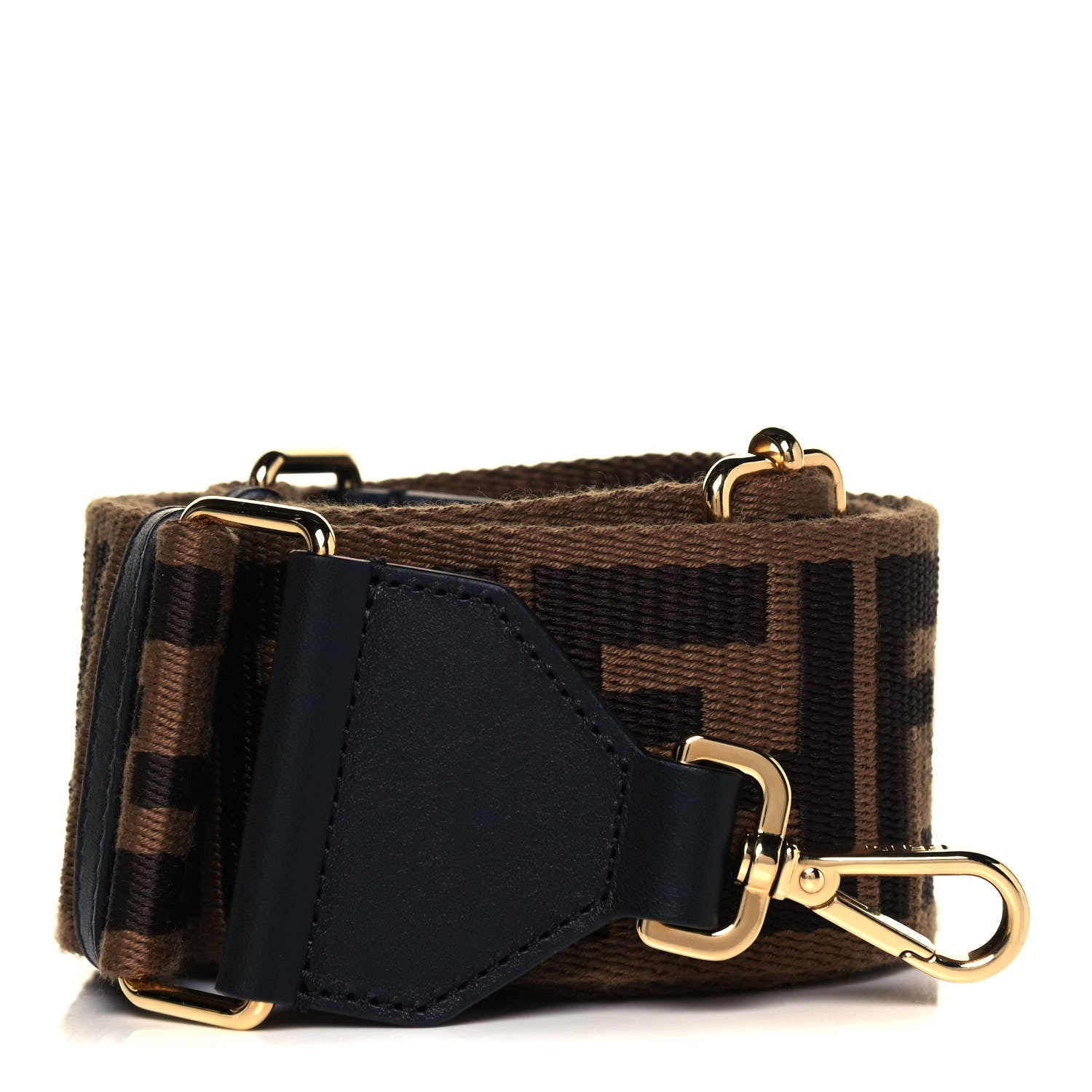Fendi Ribbon Vitello Seta FF 1974 Adjustable Strap You Fango Marrone Black 1 of 5