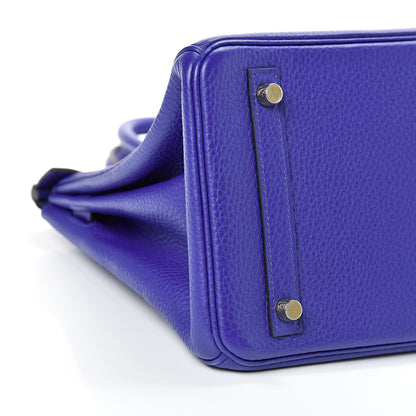 Hermes Taurillon Clemence Birkin 30 Bleu Electrique 8 of 12