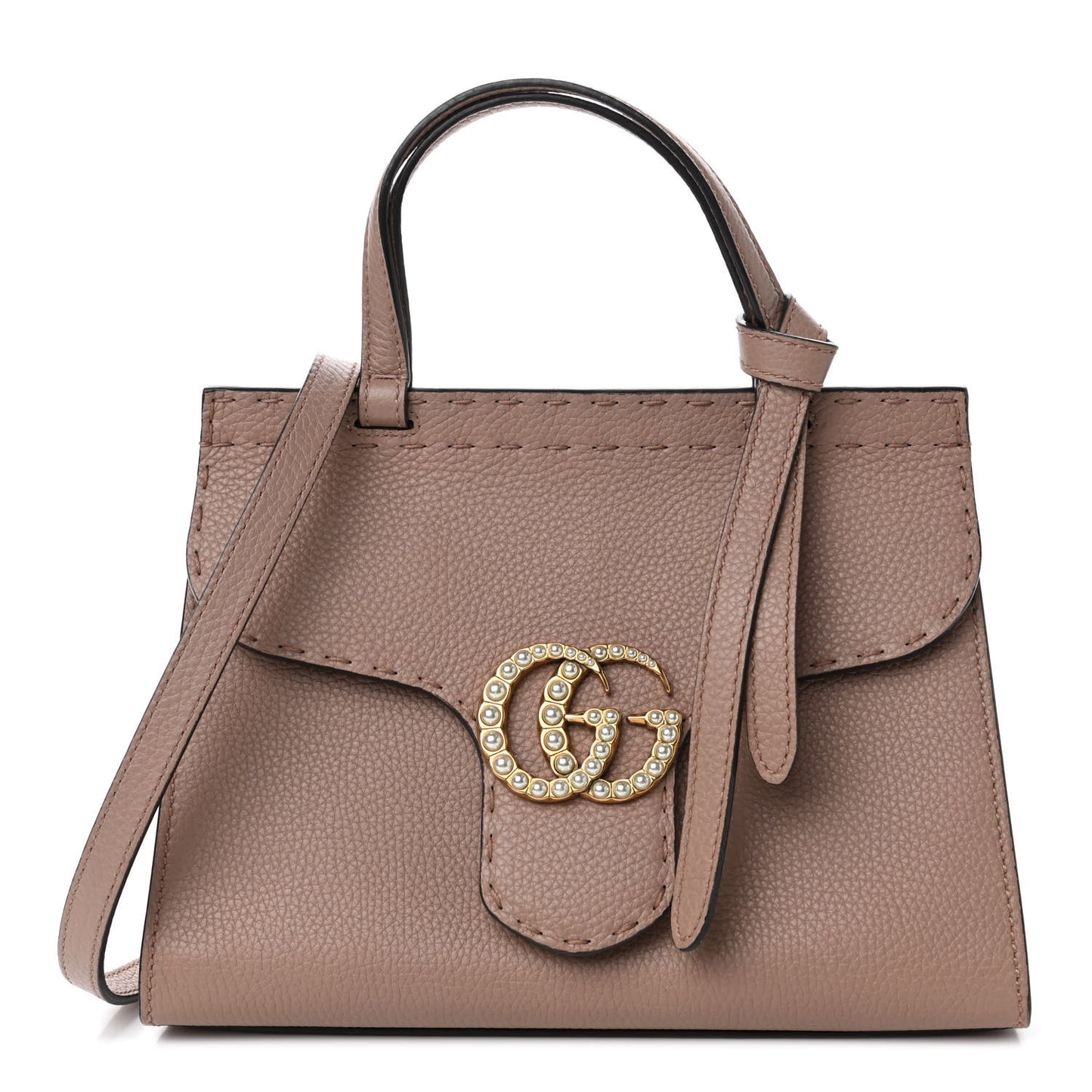 Calfskin Mini Pearly GG Marmont Top Handle Bag Porcelain Rose