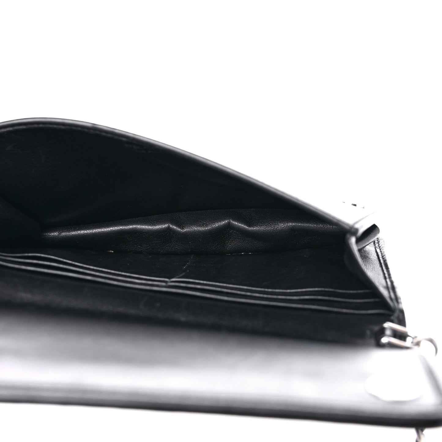 Soft Calfskin Impunture Diagramme Chain Wallet Black