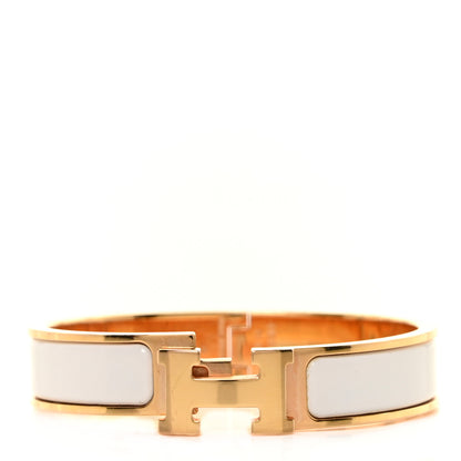 Hermes Enamel Narrow Clic Clac H Bracelet PM White 1 of 4