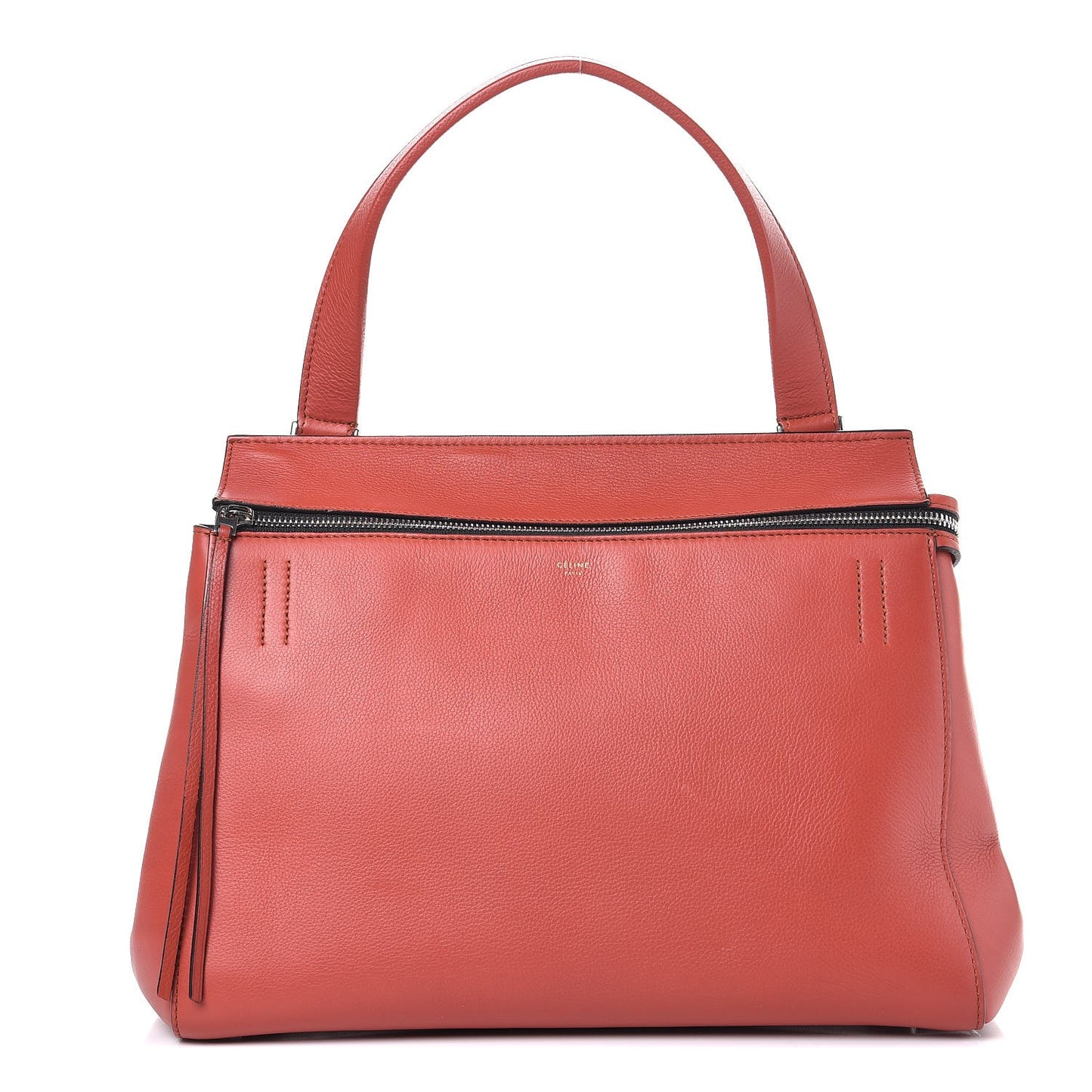 Grained Calfskin Medium Edge Shoulder Bag Vermillion