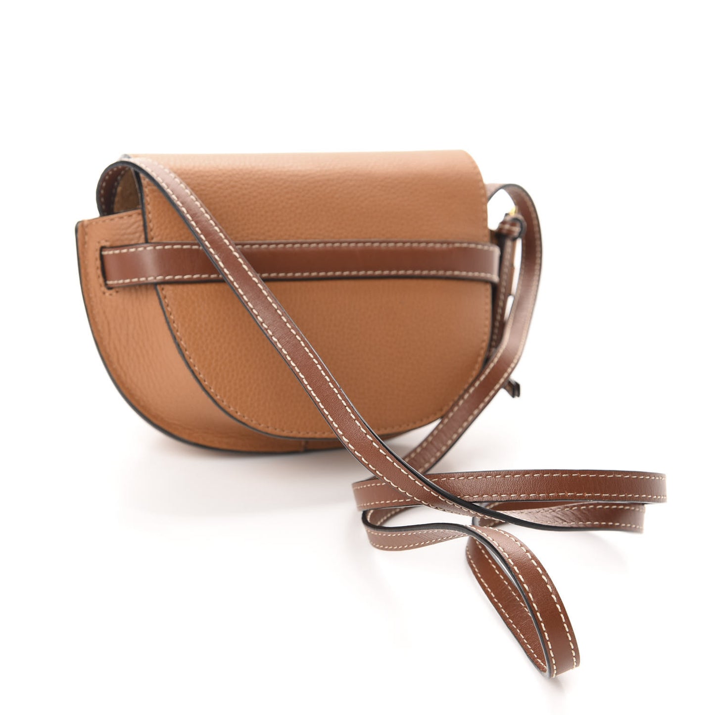 Grained Calfskin Mini Gate Crossbody Bag Caramel Pecan
