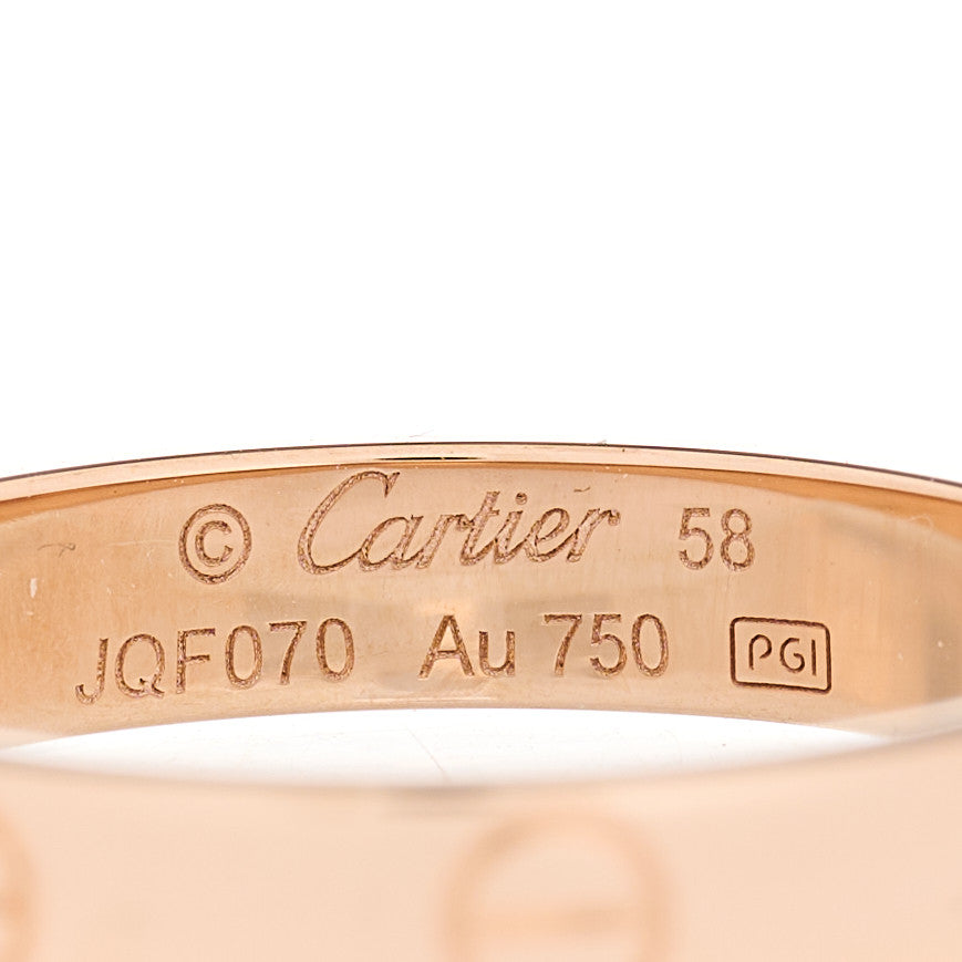 18K Pink Gold 3.5mm LOVE Wedding Band Ring 58 8.25