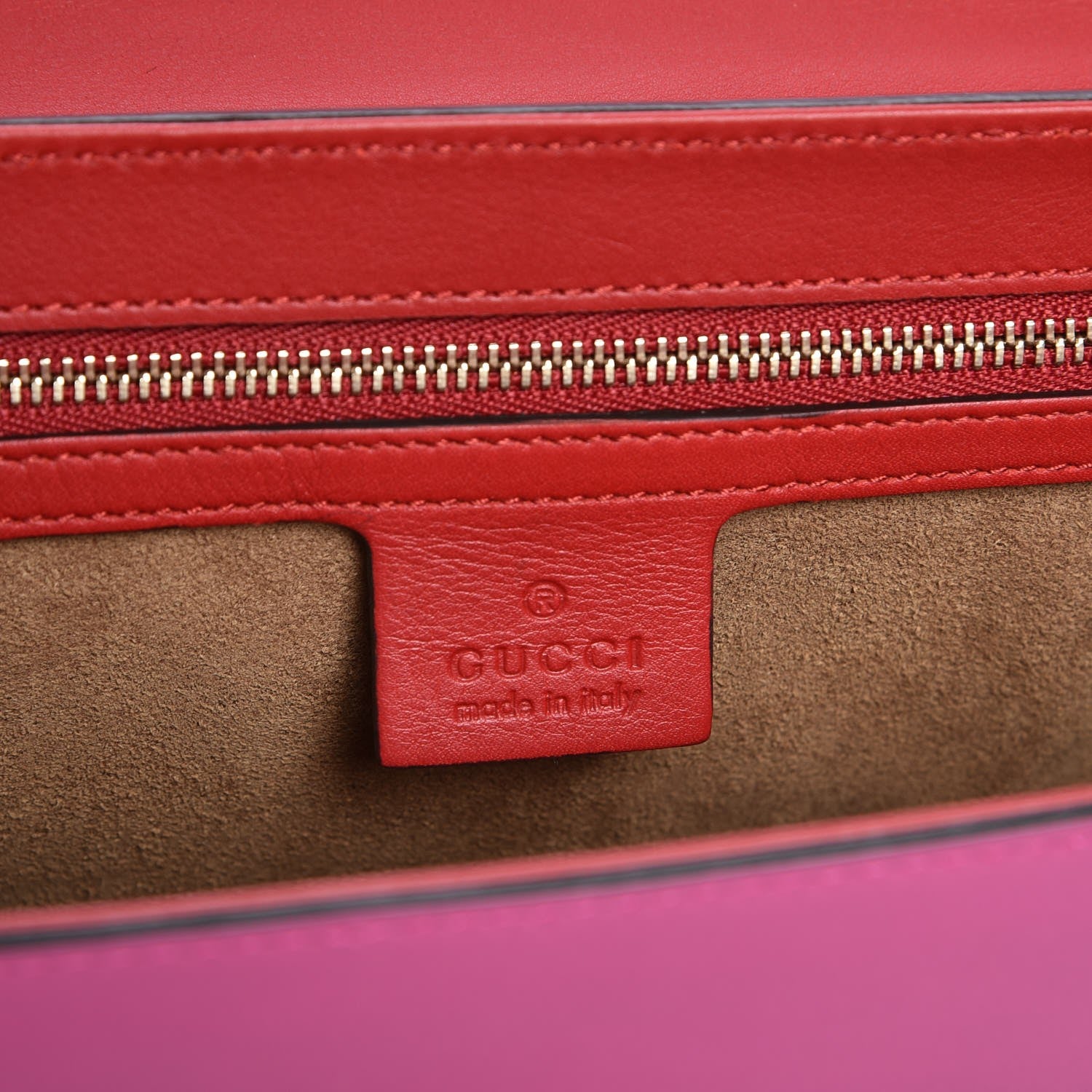 Gucci Moon Calfskin Bi-Color Medium Padlock Shoulder Bag New Rosette Hibiscus Red 7 of 8