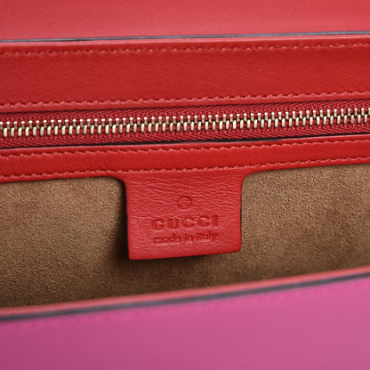 Gucci Moon Calfskin Bi-Color Medium Padlock Shoulder Bag New Rosette Hibiscus Red 7 of 8