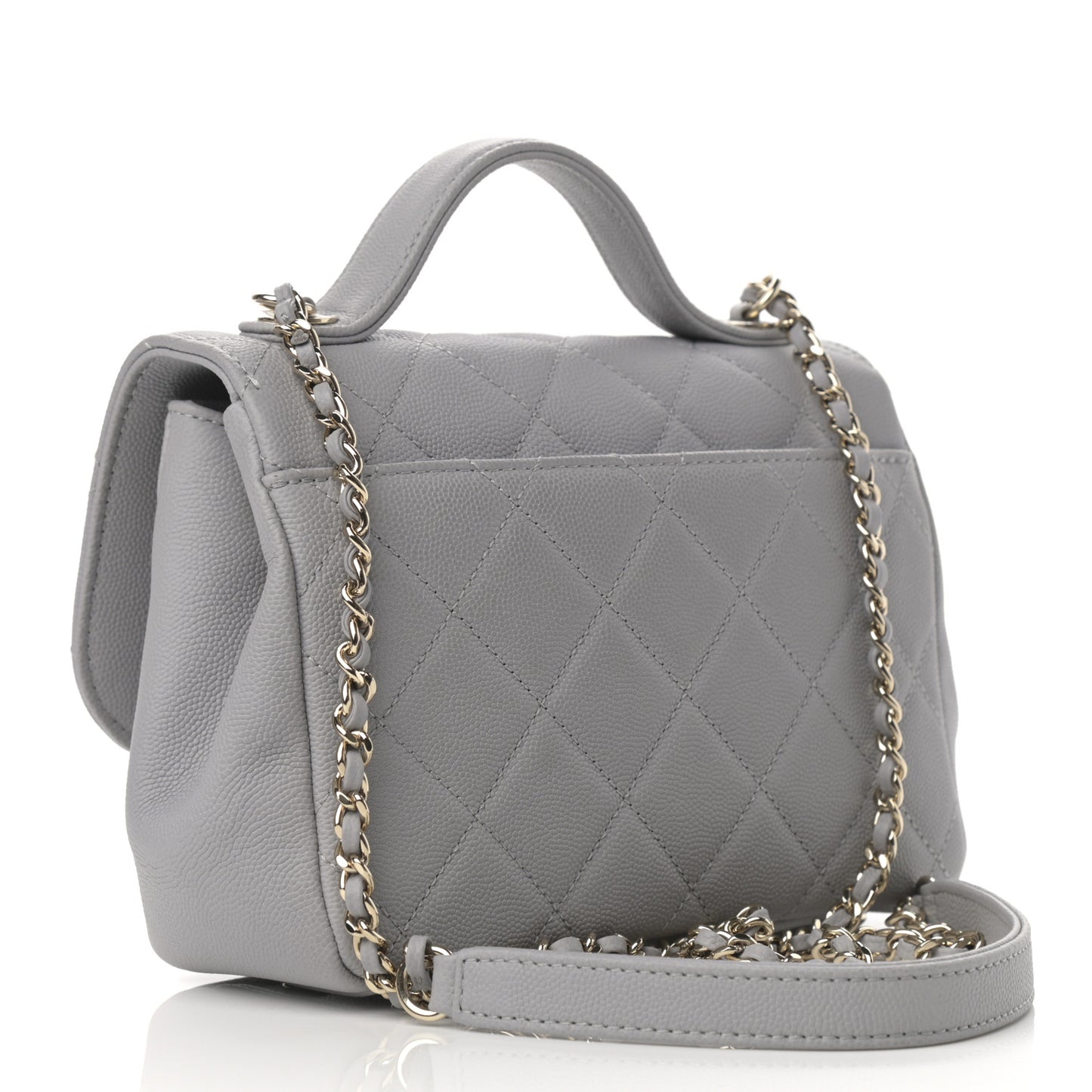 Caviar Quilted Small Business Affinity Flap Grey