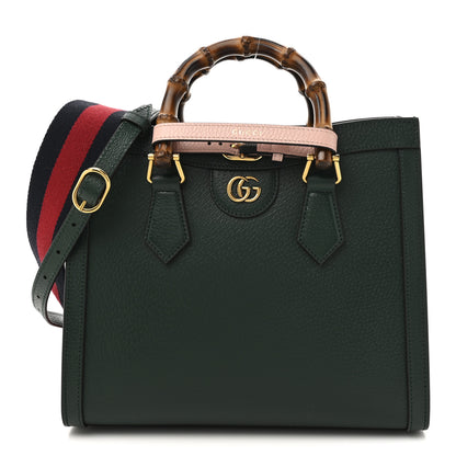 Gucci Textured Dollar Calfskin Web Small Diana Tote Bag Vintage Green Powder Pink 1 of 12