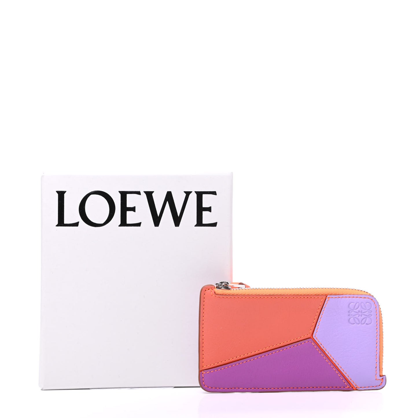 Calfskin Paula's Ibiza Puzzle Colorblock Coin Card Holder Grapefruit Mauve