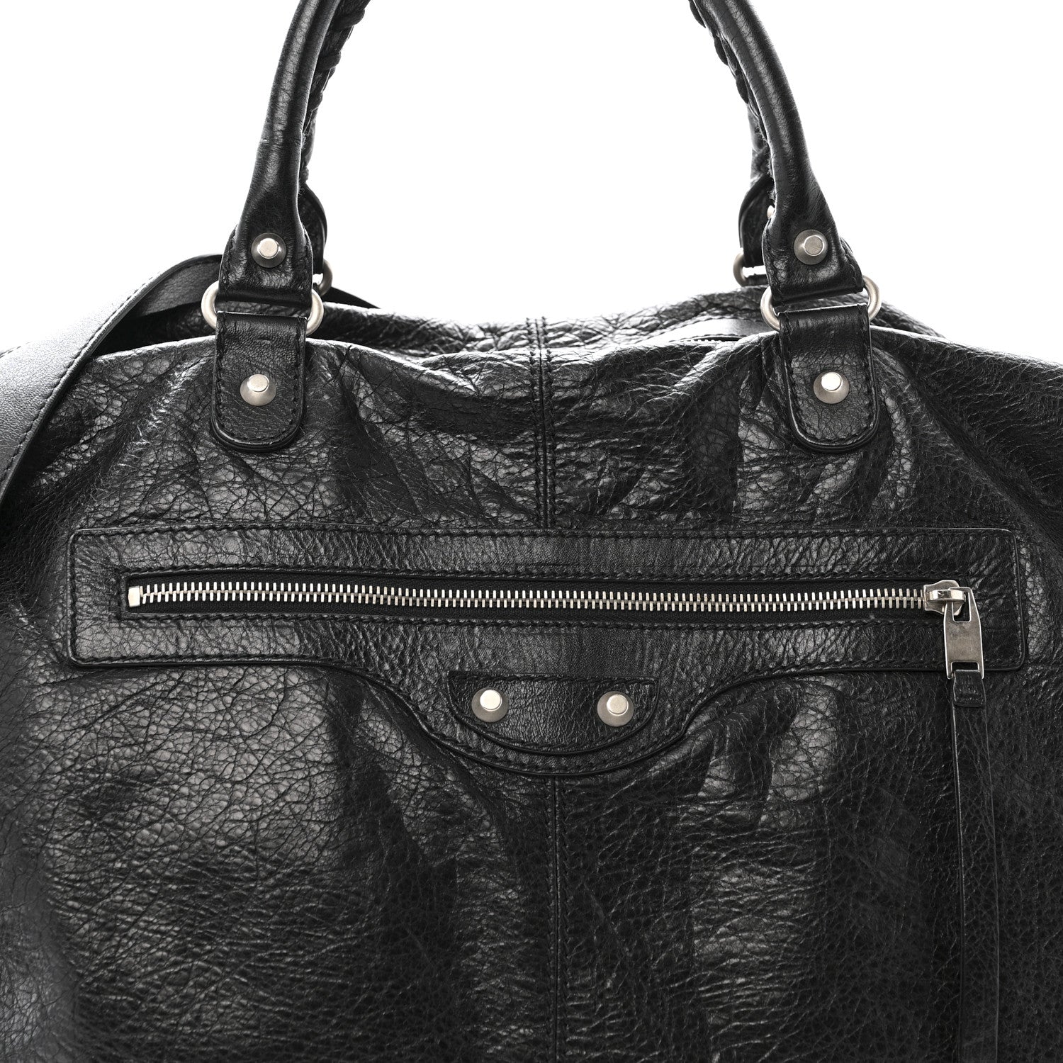 Balenciaga Agneau Classic Silver Hardware Weekender Black 8 of 12