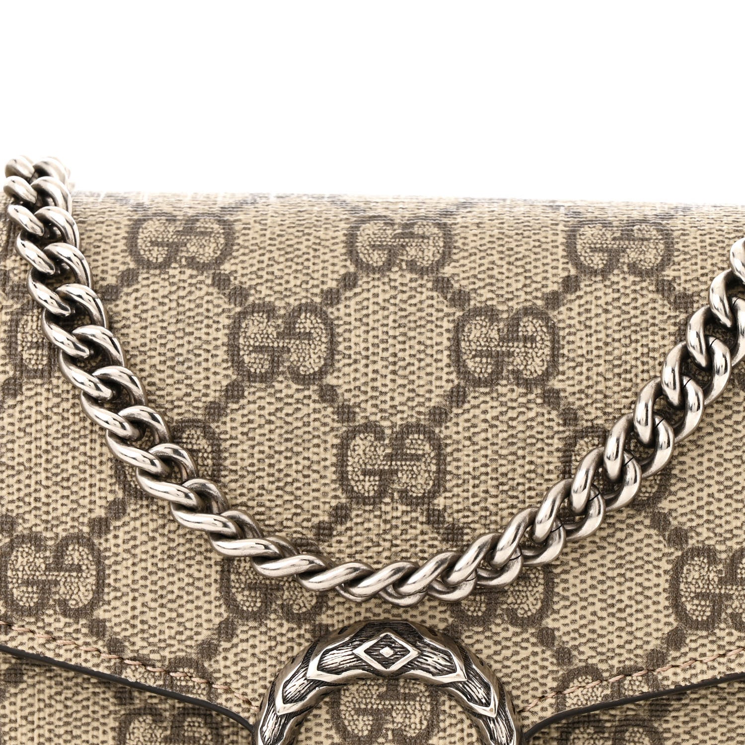 Gucci GG Supreme Monogram Mini Dionysus Chain Wallet Beige Taupe 10 of 12